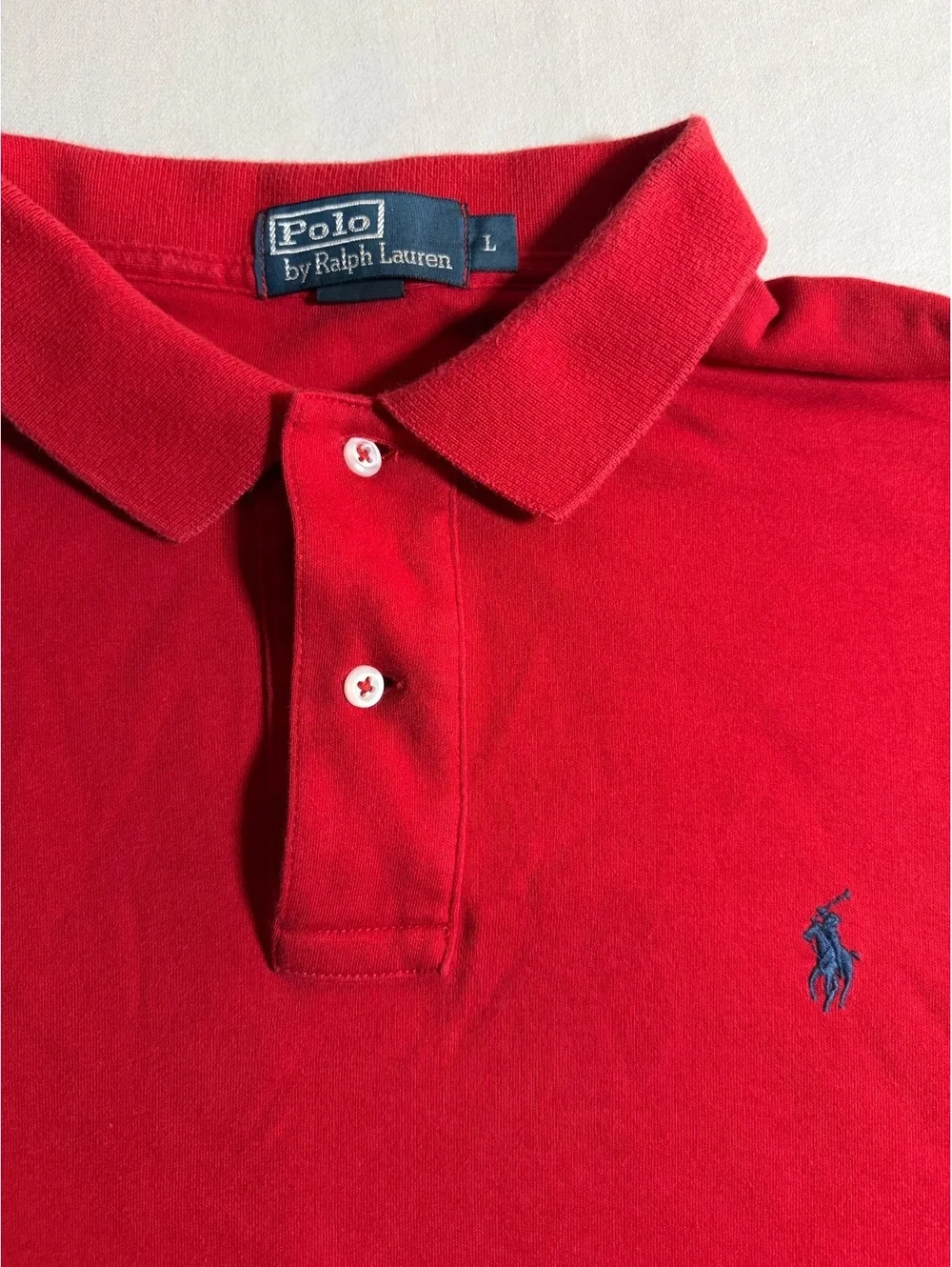 Ralph Lauren Polo Shirt Mens L Red Classic Fit Pony